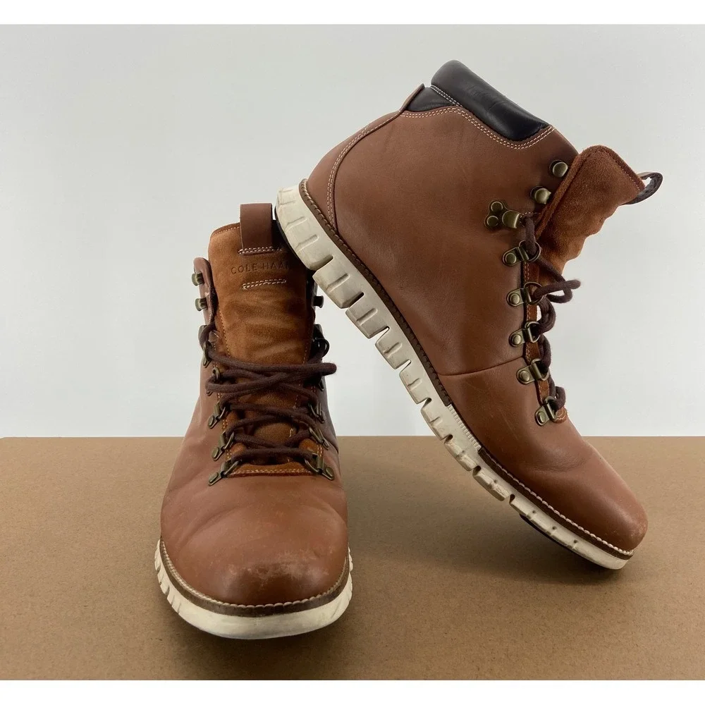 Men's Cole Haan Zero Grand Distressed Brown Leather Chukka Boots SZ 12